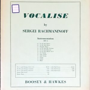 ラフマニノフ ヴォカリーズ rachumaninoff vocalise 輸入楽譜/ヴァイオリン/弦楽/boosey howkes/ホークス/フルスコア/ピアノ