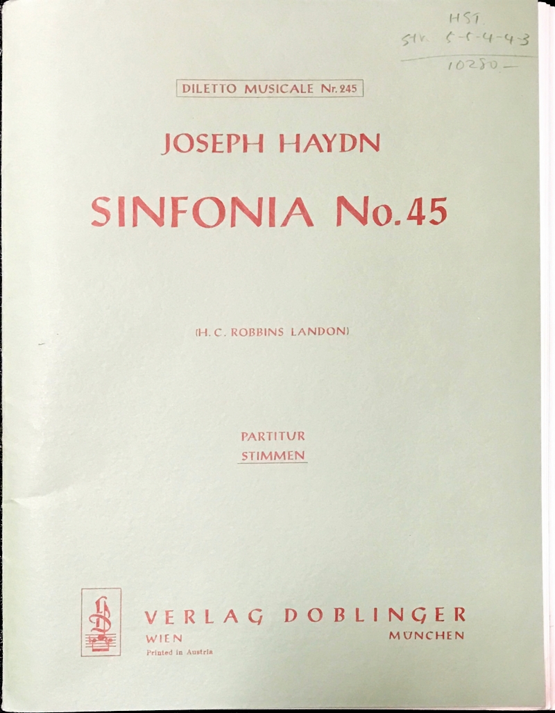 ハイドン 交響曲第45番 haydn sinfonia no45 輸入楽譜/洋書/フルスコア/オーケストラ/吹奏楽/berlag doblinger