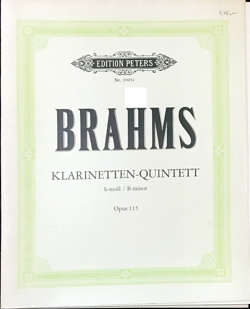 ブラームス クラリネット五重奏曲 brahms klarinetten quintett op115 輸入楽譜/洋書/弦楽/ヴァイオリン/フルスコア/peters/ペータース  – 中古楽譜専門店プラスノート