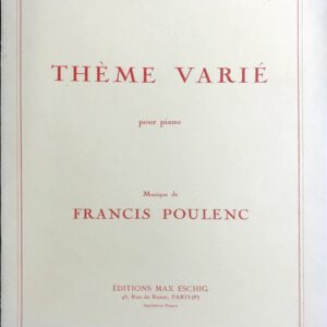 プーランク 主題と変奏 輸入楽譜 Poulenc Theme Varie pour piano マックス・エシーク社 max eschig ピアノ・ソロ 洋書 ヴァリエーション