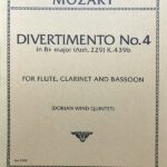 モーツァルト ディヴェルティメント KV439b（Anh．229）第4番 輸入楽譜 mozart divertimento no.4 フルート クラリネット バスーン 洋書
