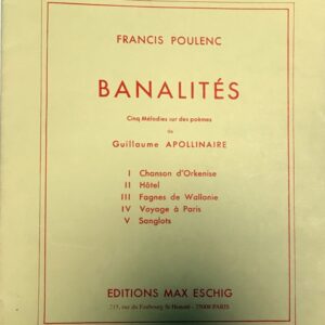 プーランク 月並み,アポリネールの詩による５つの歌曲 輸入楽譜 poulenc Banalites 5 Melodies sur des poemes de G.Apollinaire 洋書 声楽