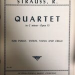 R.シュトラウス ピアノ四重奏曲 ハ短調 op.13 輸入楽譜 R.strauss Quartet in C バイオリン ビオラ チェロ ピアノ 室内楽 洋書