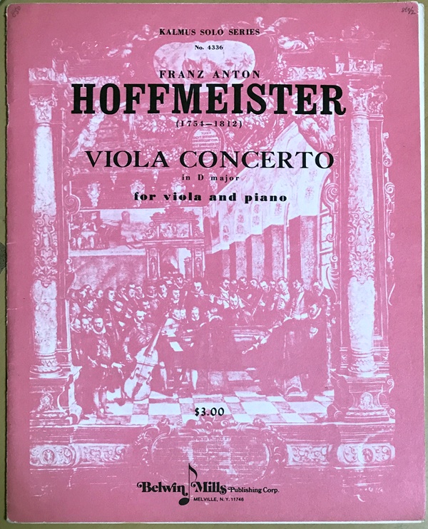 ホフマイスター ヴィオラ協奏曲 二長調 輸入楽譜 hoffmeister viola