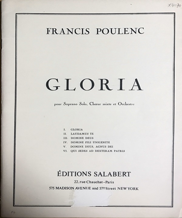 プーランク グローリア(ラテン語) Peulenc Gloria 合唱 – 中古楽譜専門 