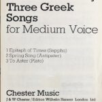 バークレー Three Greek Songs for Medium Voice Lennox Berkeley 声楽 歌曲 ヴォーカル