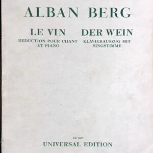 ベルク ぶどう酒 Berg Le Vin Der Wein 歌とピアノ 声楽 歌曲 ヴォーカル