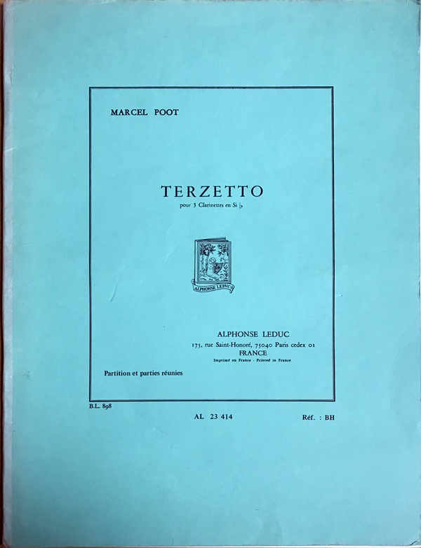 マルセル・ポート 三重奏曲 (クラリネット三重奏） Marcel Poot Terzetto