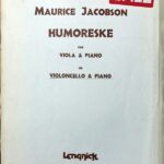 モーリス・ジェイコブソン ユモレスク (チェロとピアノ) Maurice Jacobson Humoreske for Viola & Piano or Violoncello ＆ Piano