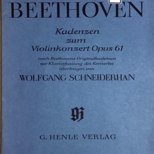ベートーヴェン ヴァイオリン協奏曲ニ長調 op.61よりカデンツァ (シュナイダーハン版) 輸入楽洋書譜 Beethoven Kadenzen zum Violinkonzert