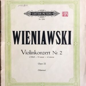 ヴィエニャフスキ ヴァイオリン協奏曲 第2番 ニ短調 Op.22 (ヴァイオリン、ピアノ) 輸入楽譜 Wieniawski Violinkonzert No.2 d-moll Op.22
