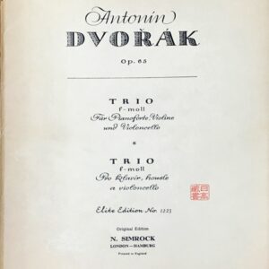 ドヴォルザーク ピアノ三重奏曲 Op.65 (ヴァイオリン,チェロ,ピアノ) 輸入楽譜 Antonin Dvorak trio f-moll 洋書