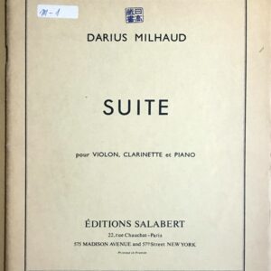 ミヨー クラリネット、バイオリンとピアノのための組曲 輸入楽譜 MILHAUD Suite pour clarinette, violon et piano 洋書
