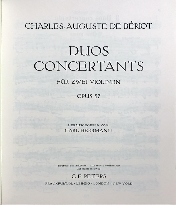 ベリオ 3つのデュオ Op.57 (ヴァイオリン二重奏) 輸入楽譜 BERIOT 3 DUETS OP.57 洋書