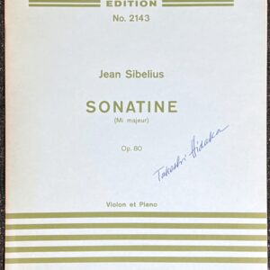 シベリウス ソナチネ ホ長調 Op.80 (バイオリン+ピアノ)輸入楽譜 Jean Sibelius Sonatine (Mi majeur) Op. 80 Violon et Piano 洋書