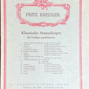 クライスラー 前奏曲とアレグロ (ヴァイオリン+ピアノ)輸入楽譜 Fritz Kreisler Prludium und Allegro Klassische Manuskripte 洋書