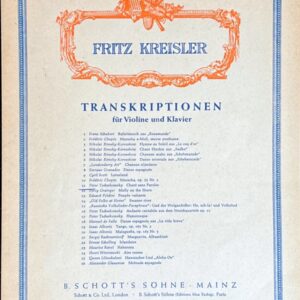 クライスラー 無言歌 (ヴァイオリン+ピアノ)輸入楽譜 Fritz Kreisler Chant sans Paroles TRANSKRIPTIONEN 洋書