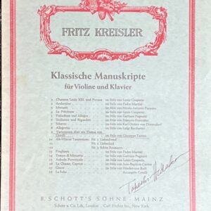 クライスラー コレッリの主題による変奏曲 (ヴァイオリン+ピアノ)輸入楽譜 Fritz Kreisler Variationen ber ein Thema von Corelli 洋書
