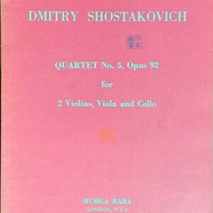 ショスタコーヴィチ 弦楽四重奏曲・No.5・Op.92(2ヴァイオリンヴィオラチェロ)輸入楽譜 Dmitry Shostakovich Quartet No. 5 Opus 92 洋書