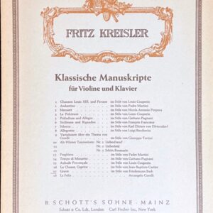 クライスラー Klassische Manuskripte 17 Grave (ヴァイオリン+ピアノ)輸入楽譜 Fritz Kreisler 洋書