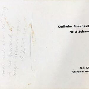 シュトックハウゼン ツァイトマーセ 輸入楽譜 Stockhausen Zeitmasse 洋書