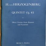 ヘルツォーゲンベルク ピアノ五重奏曲 Op.43 輸入楽譜 Herzogenberg Quintet Op.43 (オーボエクラリネットホルンバスーンピアノ) 洋書