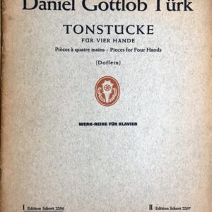 テュルク 連弾のための音の小品 第1巻 (ピアノ連弾) 輸入楽譜 TURK Tonstucke fur Vier Hande Heft 1 洋書