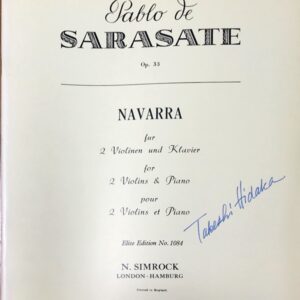 サラサーテ ナヴァラ Op.33 (2ヴァイオリン＋ピアノ) 輸入楽譜 Sarasate Navarra for 2 violins & piano 洋書