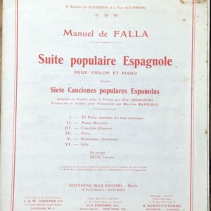 ファリャ スペイン民謡組曲 (ヴァイオリン＋ピアノ) 輸入楽譜 Falla Suite populaire Espagnole 洋書