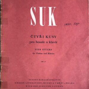 スーク 4つの小品 Op.17 (ヴァイオリン＋ピアノ) 輸入楽譜 Suk Vier stucke 洋書