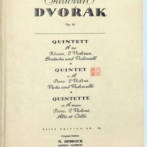 ドヴォルザーク ピアノ五重奏曲イ長調 op. 81 (ピアノ2バイオリン ビオラ チェロ) 輸入楽譜 Dvorak Quintet op. 81 in A 洋書