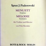 パデレフスキ メヌエット Op.14/1、メロディ Op16/2 (ヴァイオリン＋ピアノ) 輸入楽譜 PADEREWSKI Menuett Op.14/1 Melodie Op.16/2 洋書