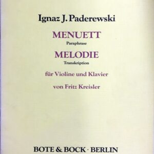 パデレフスキ メヌエット Op.14/1、メロディ Op16/2 (ヴァイオリン＋ピアノ) 輸入楽譜 PADEREWSKI Menuett Op.14/1 Melodie Op.16/2 洋書