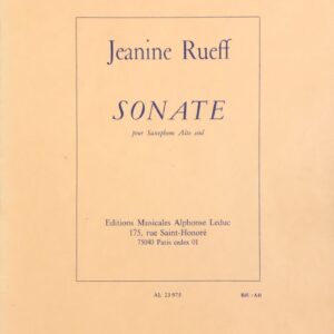 ジャニーヌ・リュエフ ソナタ (無伴奏アルト・サクソフォーン) 輸入楽譜 Jeanine Rueff Sonate 洋書