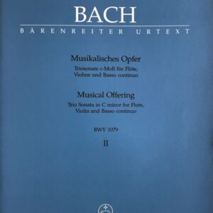 バッハ 音楽の捧げ物 BWV 1079より トリオ・ソナタ ハ短調 (フルート+バイオリン+通奏低音) 輸入楽譜 Bach Musical Offering 洋書