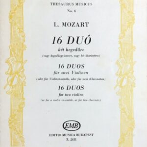 レオポルト・モーツァルト 16のデュオ (バイオリン2台)輸入楽譜 Leopold Mozart 16 Duos 洋書