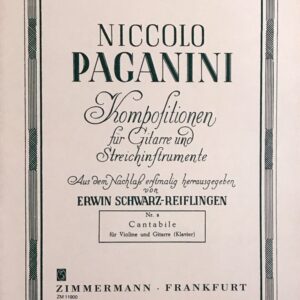 パガニーニ ヴァバイオリンとギターのためのカンタービレ (ヴァイオリン,ギター/ピアノ) 輸入楽譜  Paganini Cantabile 洋書