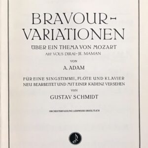 アダン モーツアルトの主題による華麗なる変奏曲 (フルート+歌+ピアノ) 輸入楽譜 Adam Bravour Variationen 洋書